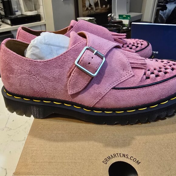 Dr. Martens Ramsey Suede Kiltie Buckle Creeper Loafer Fondant Pink SZ 10 MENS - Picture 5 of 16
